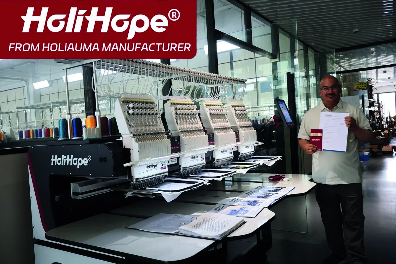 Digital embroidery machines on the Klot Planet Plus factory floor