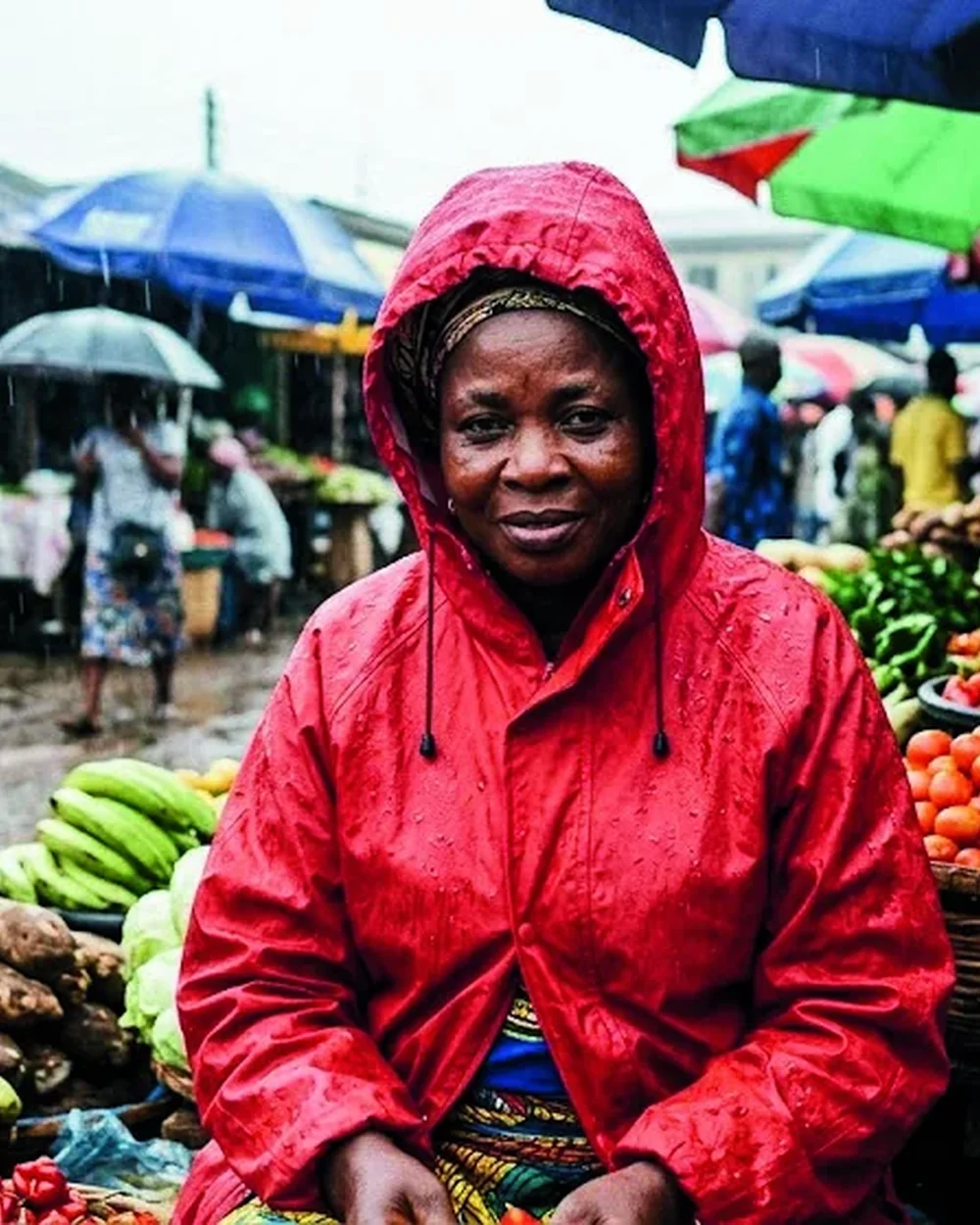 Market Trader Rain Poncho — Sealed Seam, Branded